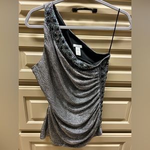 Cache one shoulder shimmer top